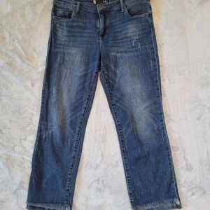 Kut From The Kloth Womens 10 Distressed Raw Hem Cropped Denim Jeans KP0937MA3